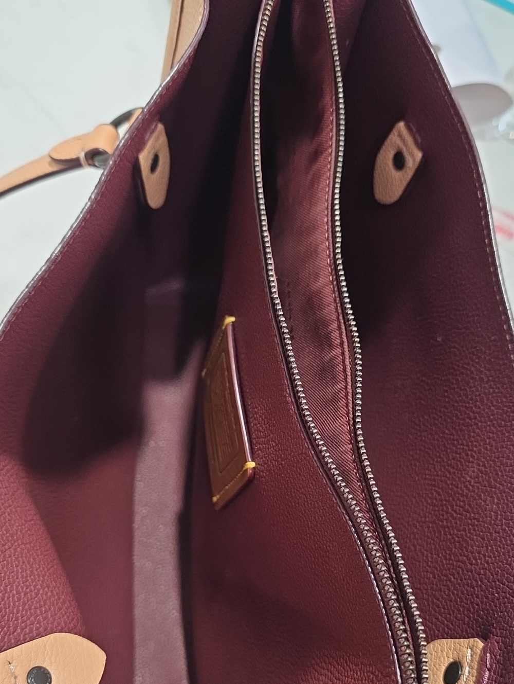 Coach Pebbled Leather Tote in Peach Blush with Dark Interior - Picture 6 of 13